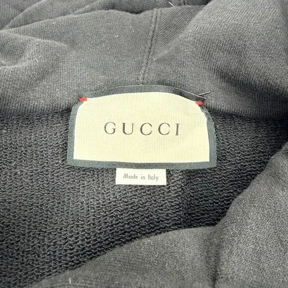 Gucci Half Zip Popover Interlocking GG Hoodie Black Size Small